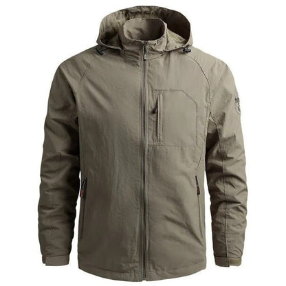 Lightweight Outdoor Jacket With Removable Hood Brown Green - Harren Cole