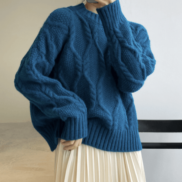 Lilian - Damen Pullover mit Rundhalsausschnitt und Zopfmuster - Livezo