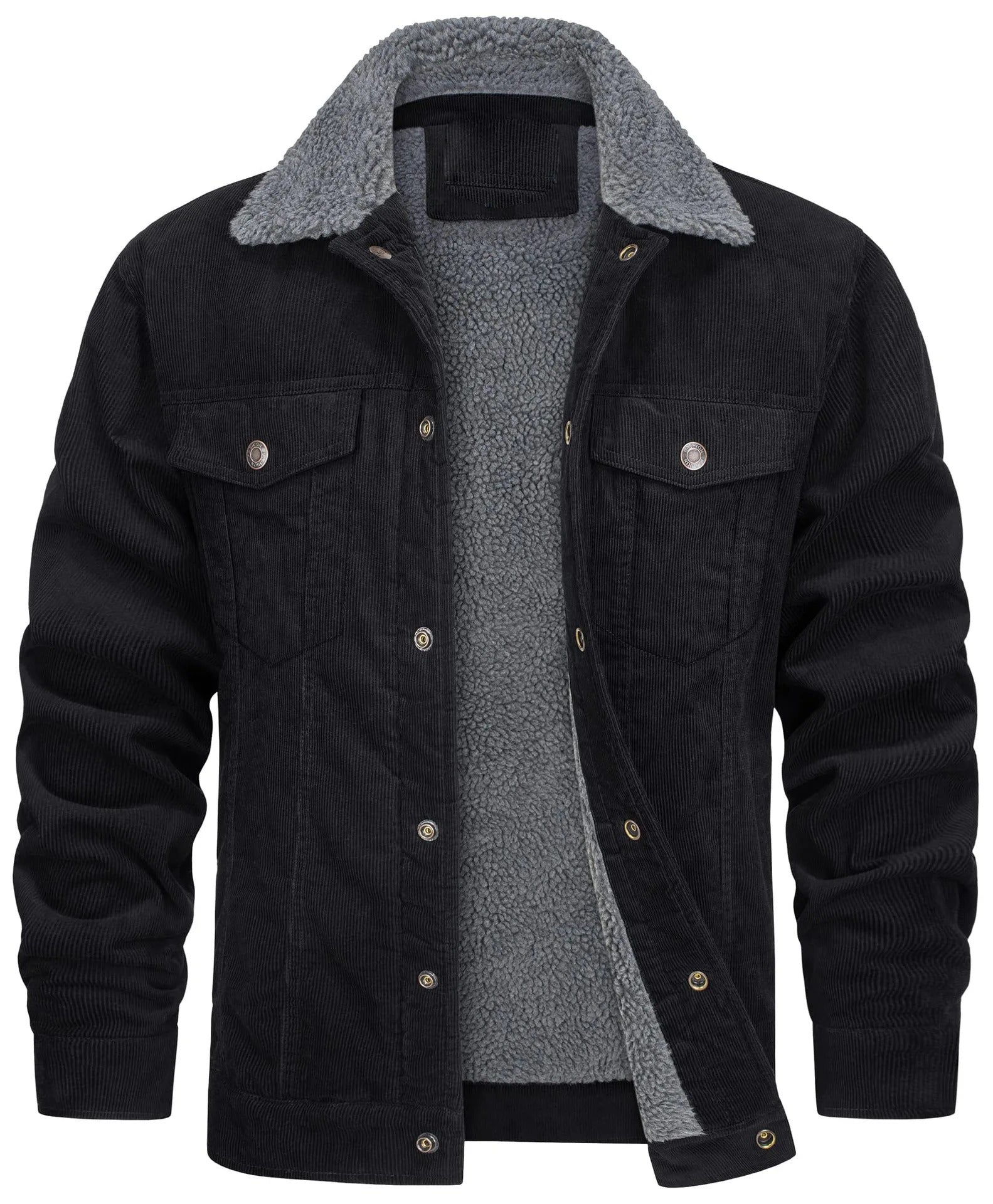 Lined Corduroy Jacket with Sherpa Collar for Men - Harren Cole