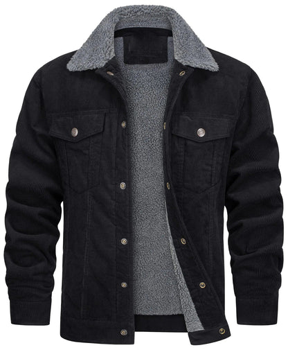 Lined Corduroy Jacket with Sherpa Collar for Men - Harren Cole