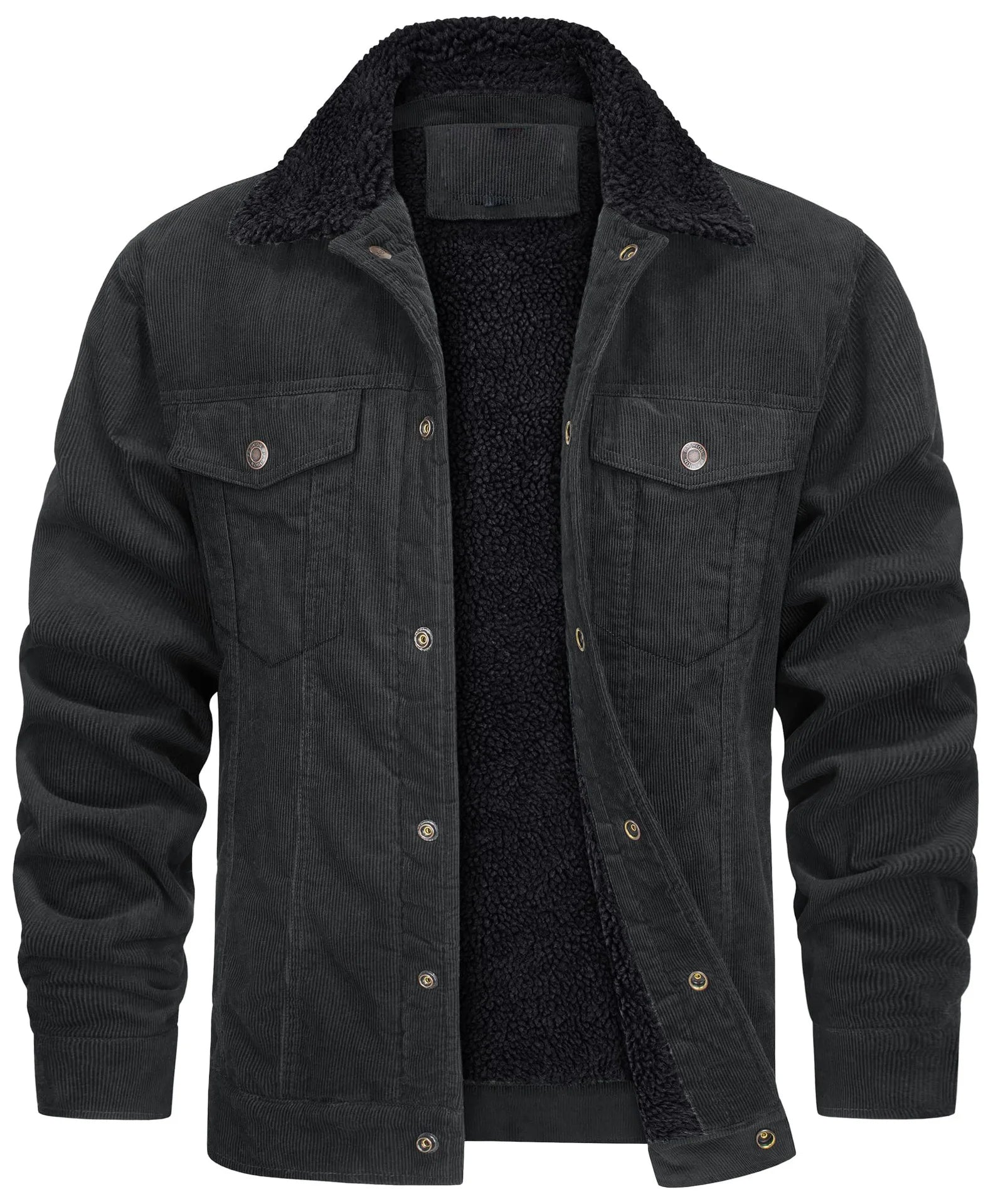 Lined Corduroy Jacket with Sherpa Collar for Men - Harren Cole