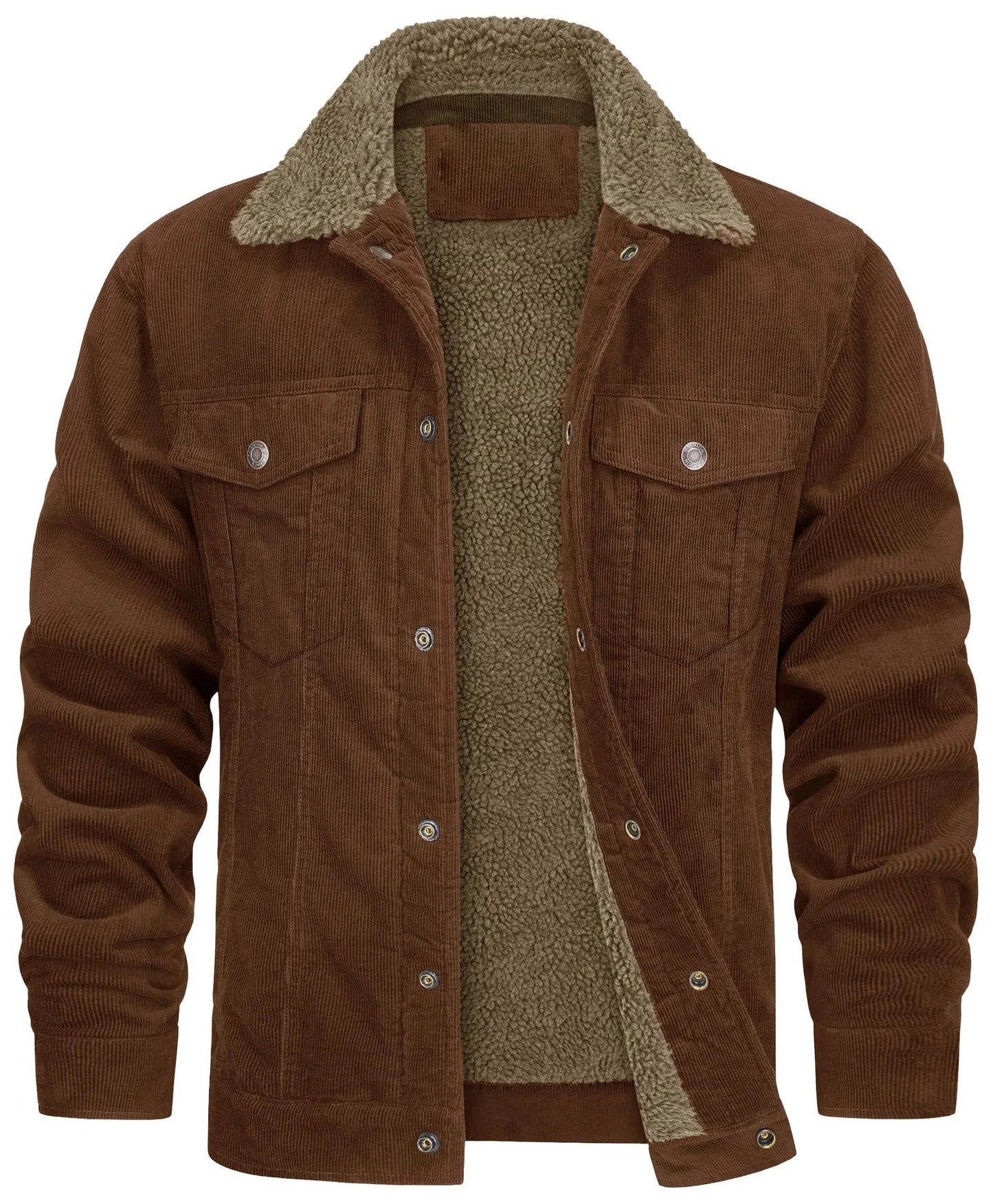 Lined Corduroy Jacket with Sherpa Collar for Men - Harren Cole