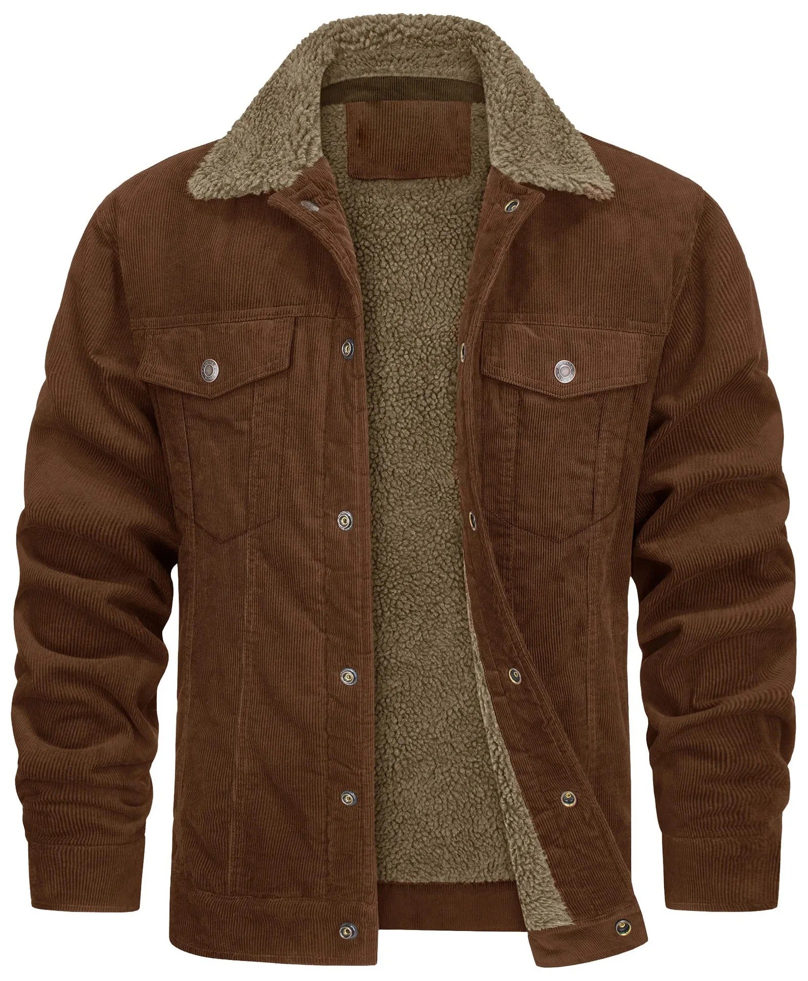 Lined Corduroy Jacket with Sherpa Collar for Men - Harren Cole