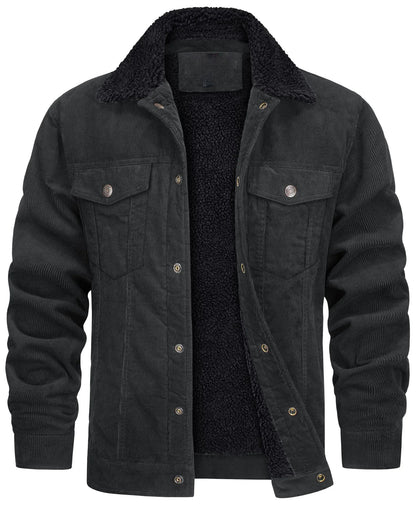 Lined Corduroy Jacket with Sherpa Collar for Men - Harren Cole