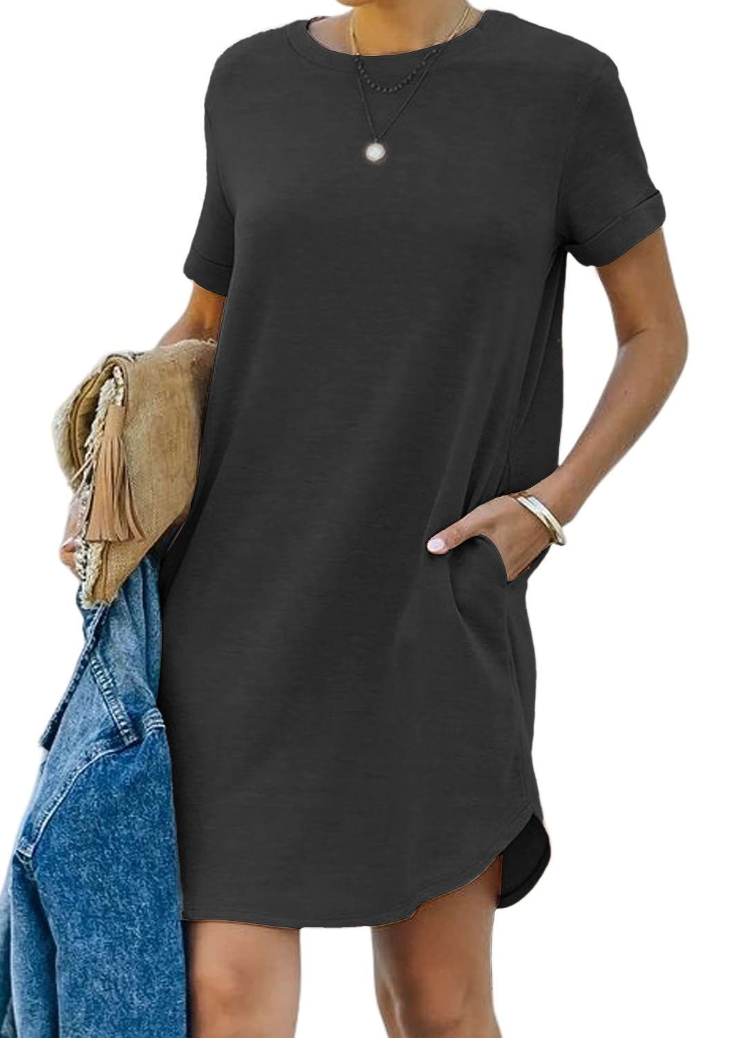 Lisa - Lässiges kurzärmeliges T-Shirt - Kleid mit Taschen - Livezo
