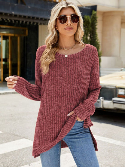 Long Sleeve Sweater - Rippstrick Rundhalsausschnitt - Livezo