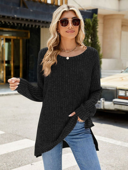 Long Sleeve Sweater - Rippstrick Rundhalsausschnitt - Livezo