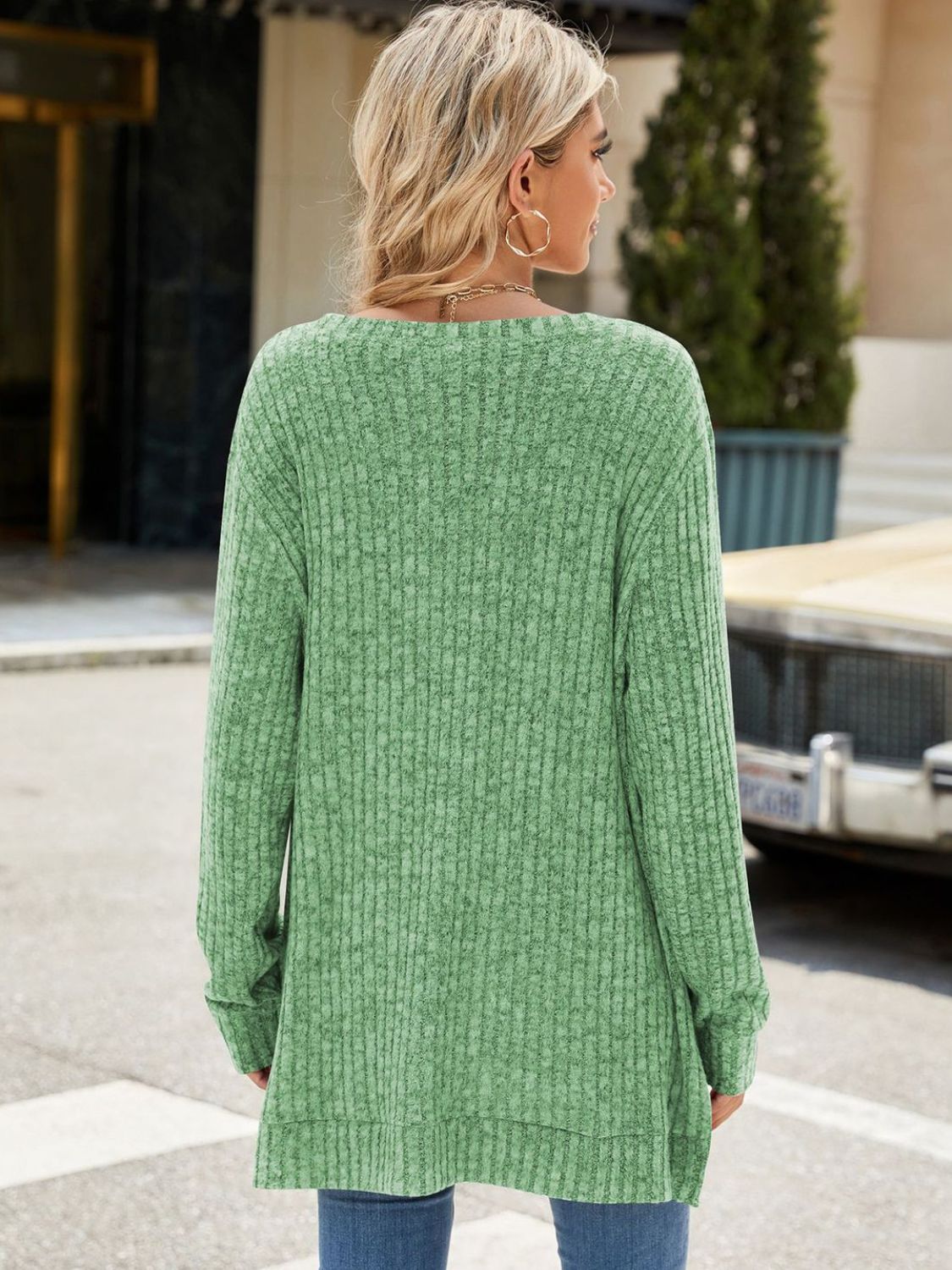 Long Sleeve Sweater - Rippstrick Rundhalsausschnitt - Livezo