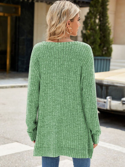 Long Sleeve Sweater - Rippstrick Rundhalsausschnitt - Livezo
