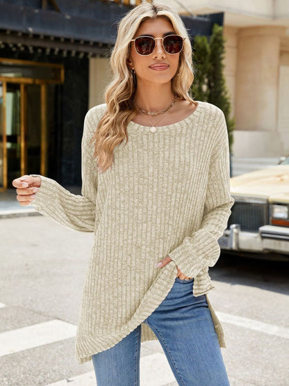 Long Sleeve Sweater - Rippstrick Rundhalsausschnitt - Livezo