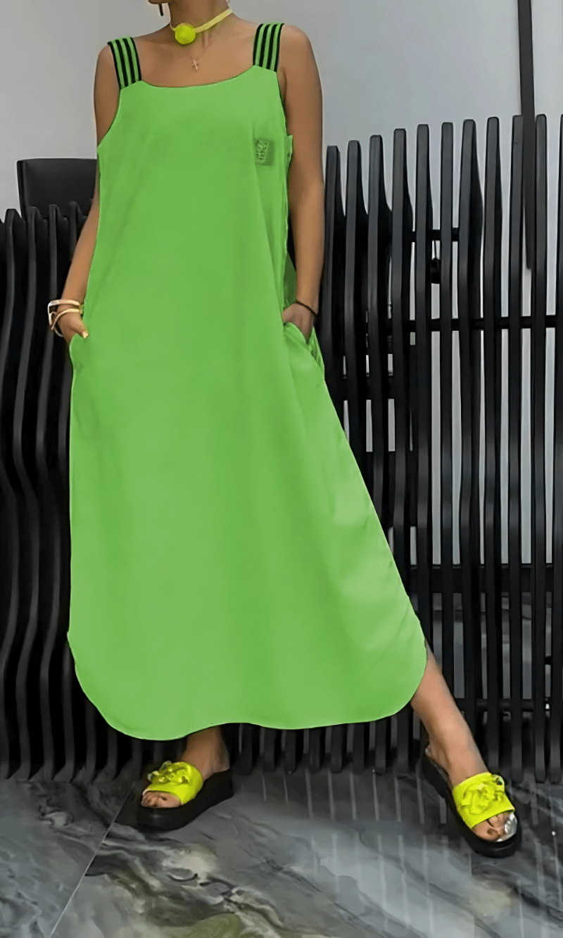 Lunara – Elegantes Kleid mit gestreiftem Trägerdetail - Livezo