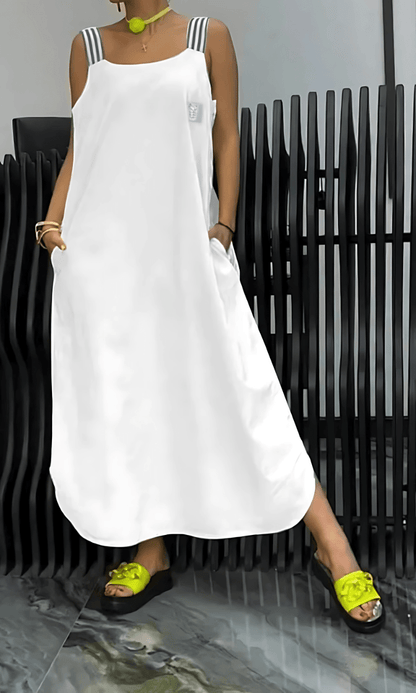 Lunara – Elegantes Kleid mit gestreiftem Trägerdetail - Livezo