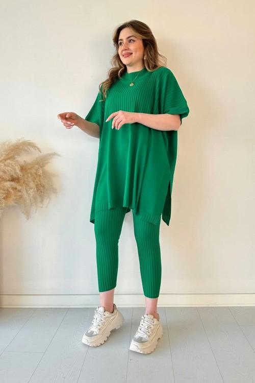 Lynara Set Zwei - teiliges Set aus dehnbarem Strick für Frauen (Oberteil + Hose) - Livezo