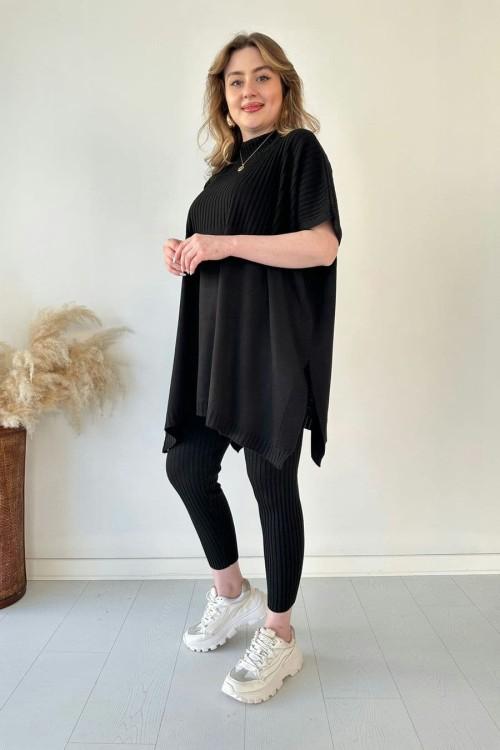 Lynara Set Zwei - teiliges Set aus dehnbarem Strick für Frauen (Oberteil + Hose) - Livezo