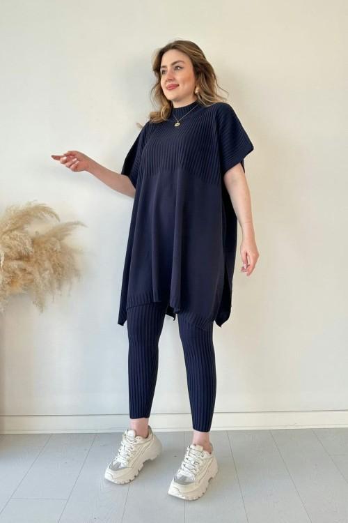 Lynara Set Zwei - teiliges Set aus dehnbarem Strick für Frauen (Oberteil + Hose) - Livezo