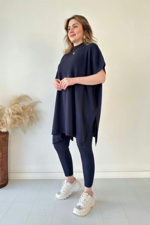 Lynara Set Zwei - teiliges Set aus dehnbarem Strick für Frauen (Oberteil + Hose) - Livezo