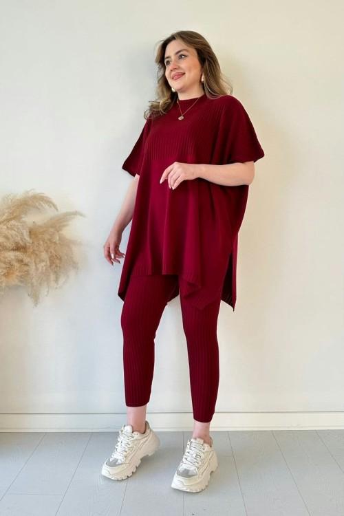 Lynara Set Zwei - teiliges Set aus dehnbarem Strick für Frauen (Oberteil + Hose) - Livezo