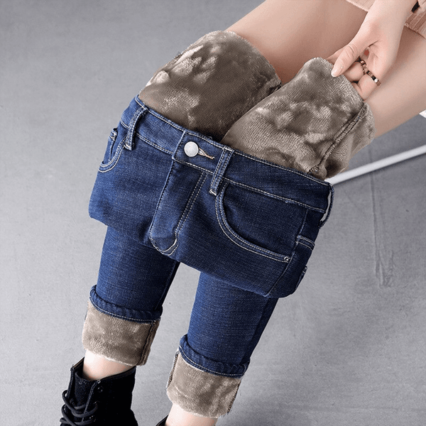 Wilfreda - Fleece-gefütterte Denim-Hose für Frauen