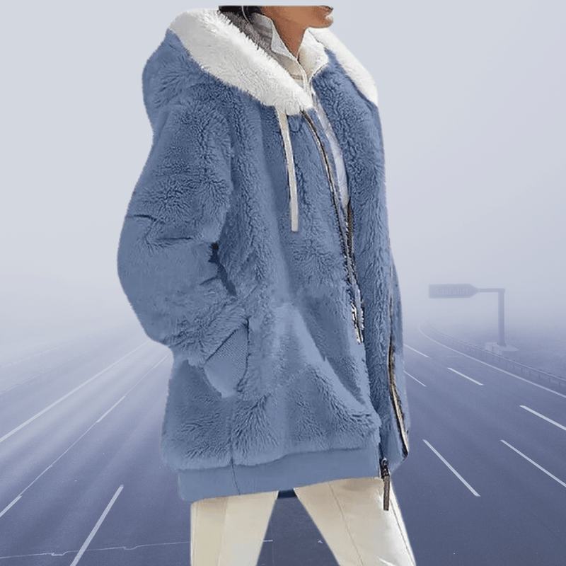 Margaretha - Oversized Teddyjacke mit Kapuze für Damen - Livezo