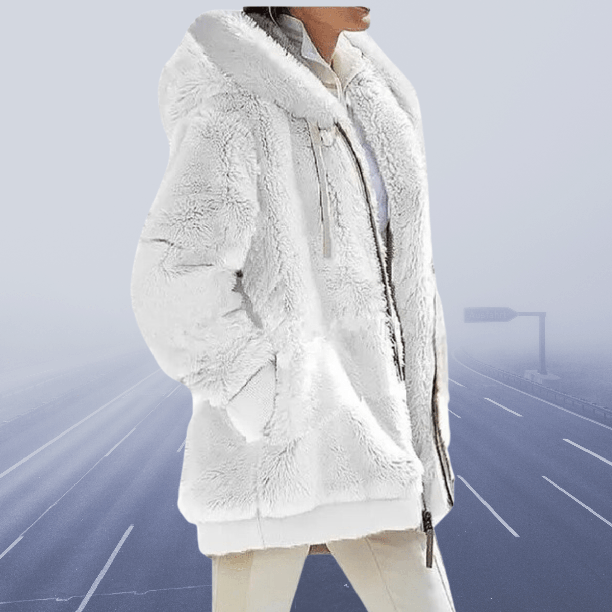 Margaretha - Oversized Teddyjacke mit Kapuze für Damen - Livezo