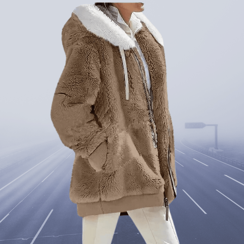 Margaretha - Oversized Teddyjacke mit Kapuze für Damen - Livezo