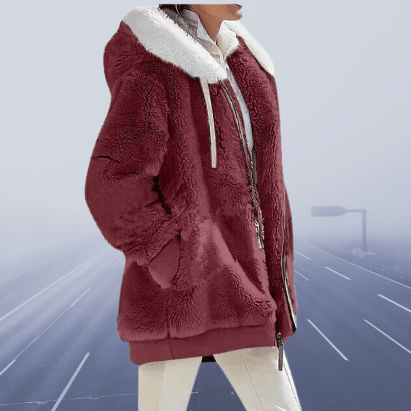 Margaretha - Oversized Teddyjacke mit Kapuze für Damen - Livezo
