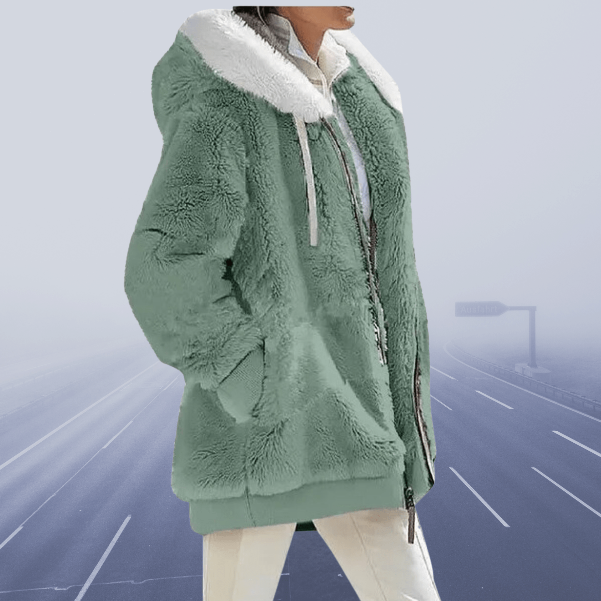 Margaretha - Oversized Teddyjacke mit Kapuze für Damen - Livezo
