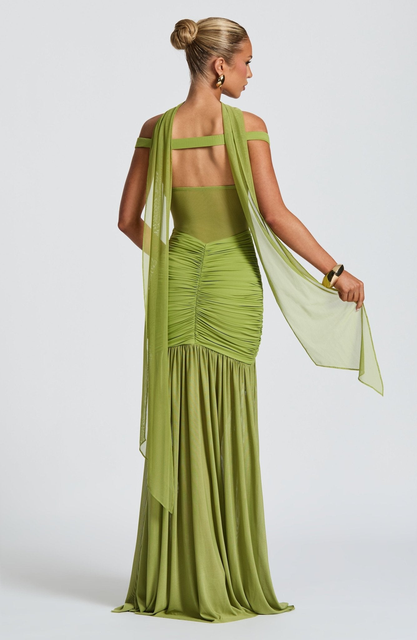 Maxikleid in Olivgrün mit eleganter Silhouette - Livezo