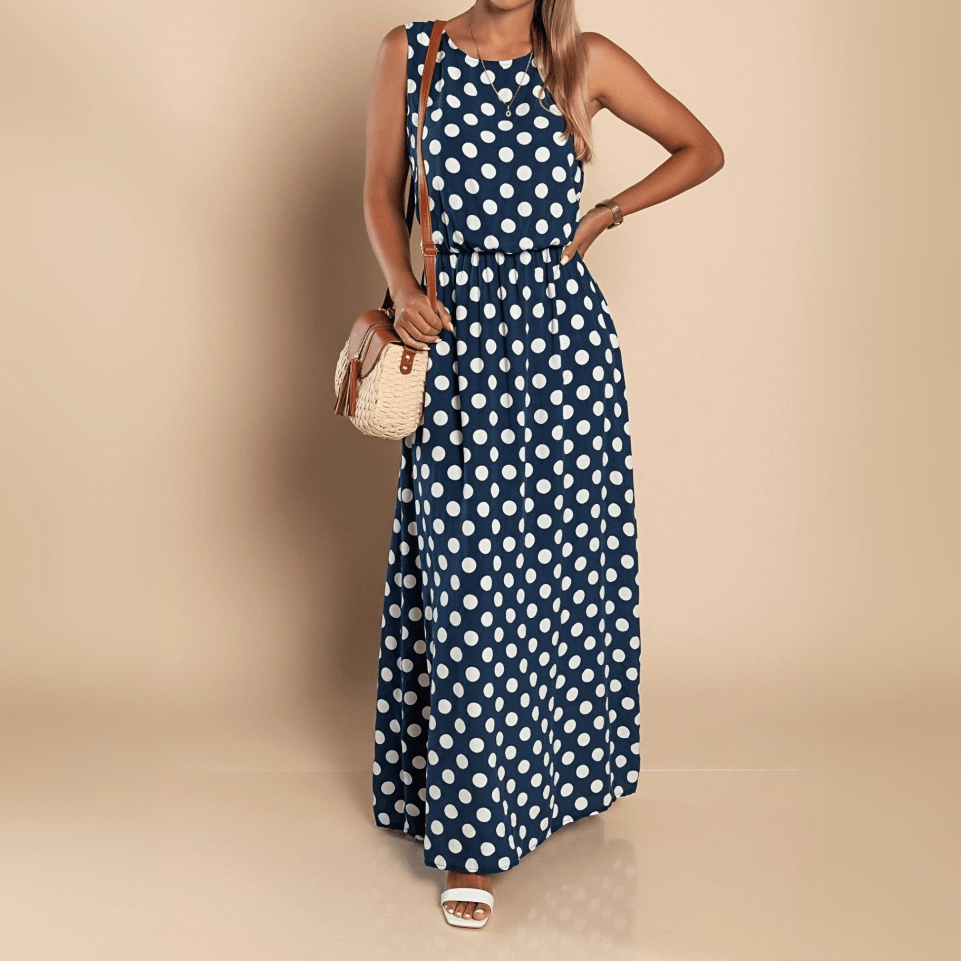 Maxikleid mit Polka - Dots - Livezo