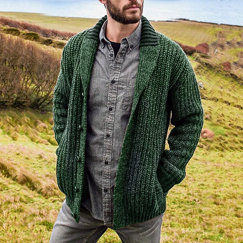 Men's Chunky Knit Shawl Collar Cardigan - Harren Cole