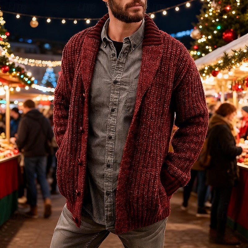 Men's Chunky Knit Shawl Collar Cardigan - Harren Cole