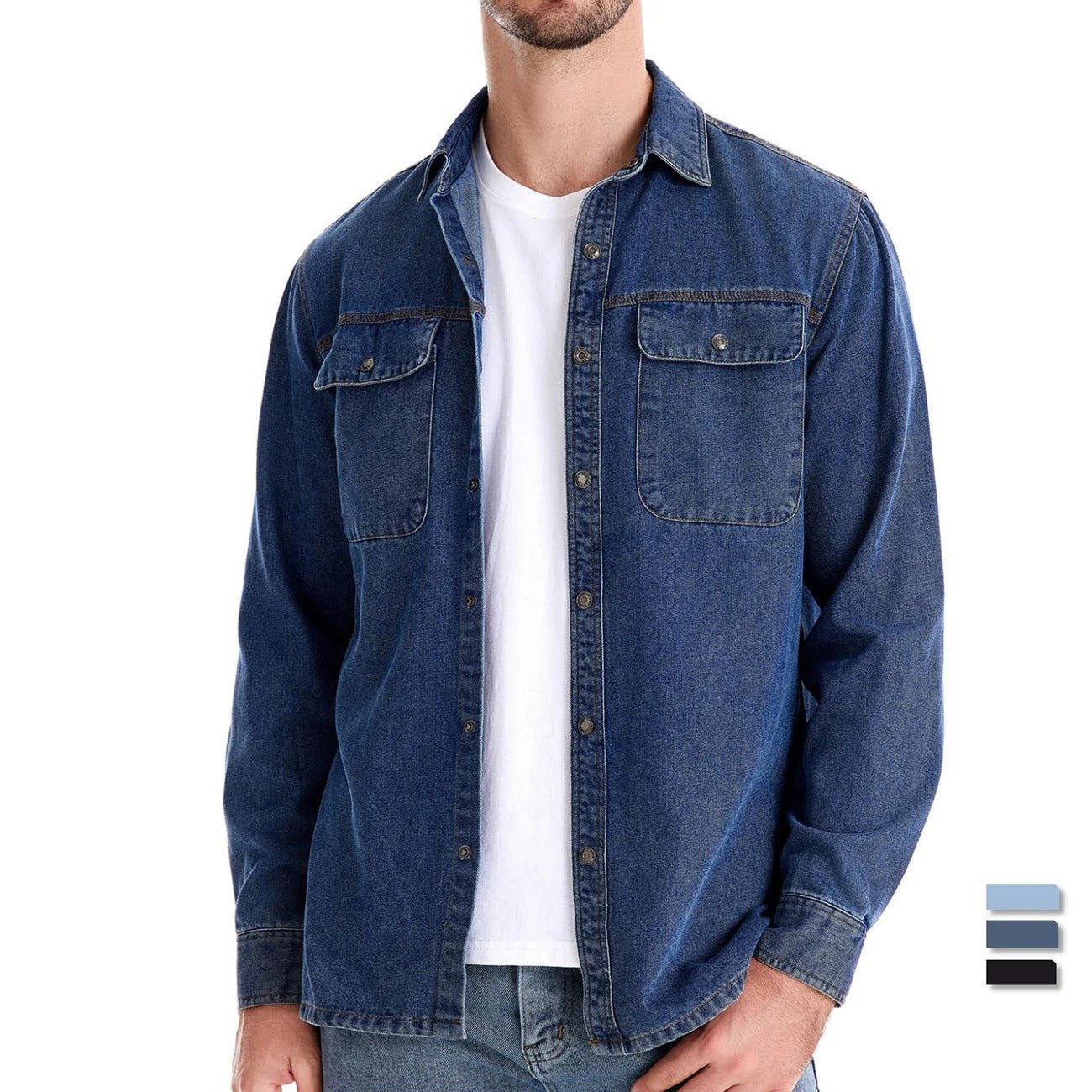 Men's Classic Cotton Denim Shirt - Harren Cole