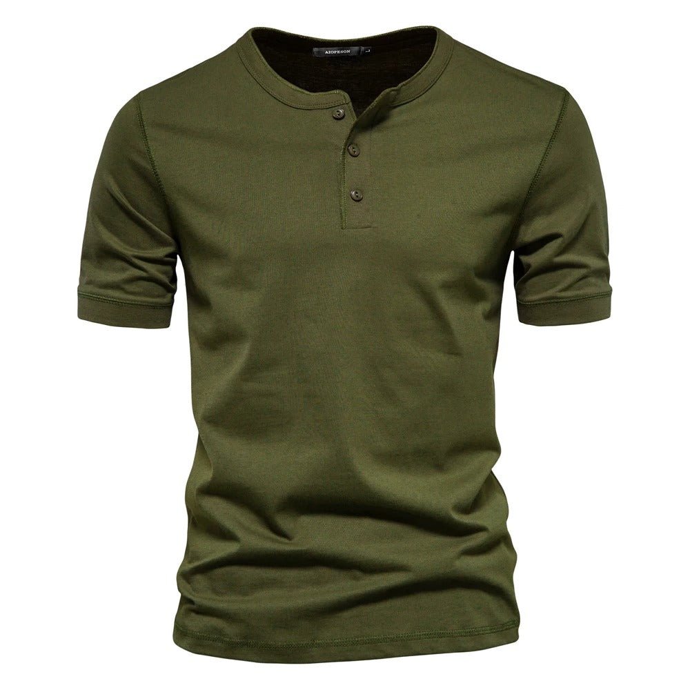 Men's Crew Neck Henley Shirt - Harren Cole