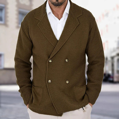 Men's Double - Breasted Knit Blazer Jacket - Harren Cole