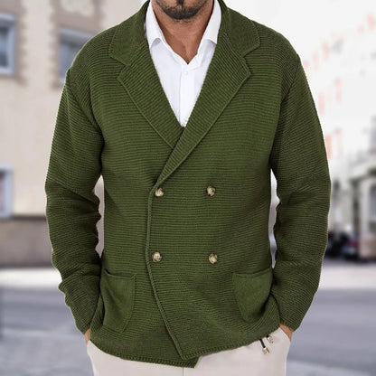 Men's Double - Breasted Knit Blazer Jacket - Harren Cole