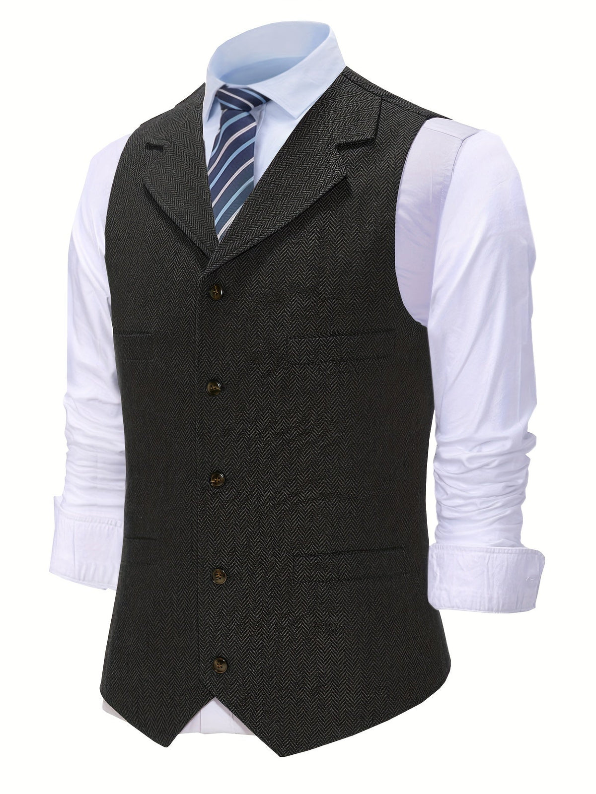 Men's Herringbone Tailored Vest - Harren Cole