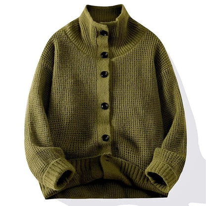 Men's High Collar Knit Cardigan Sweater - Harren Cole
