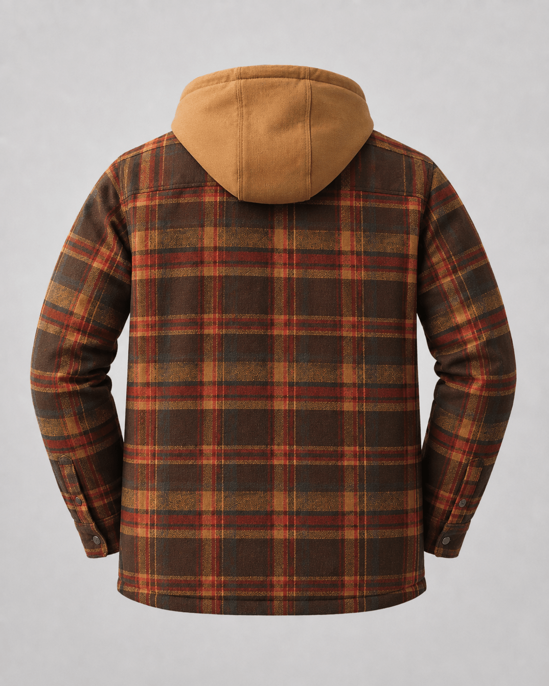 Men's Hooded Plaid Shacket Quilted Lined Zip Front - Harren Cole