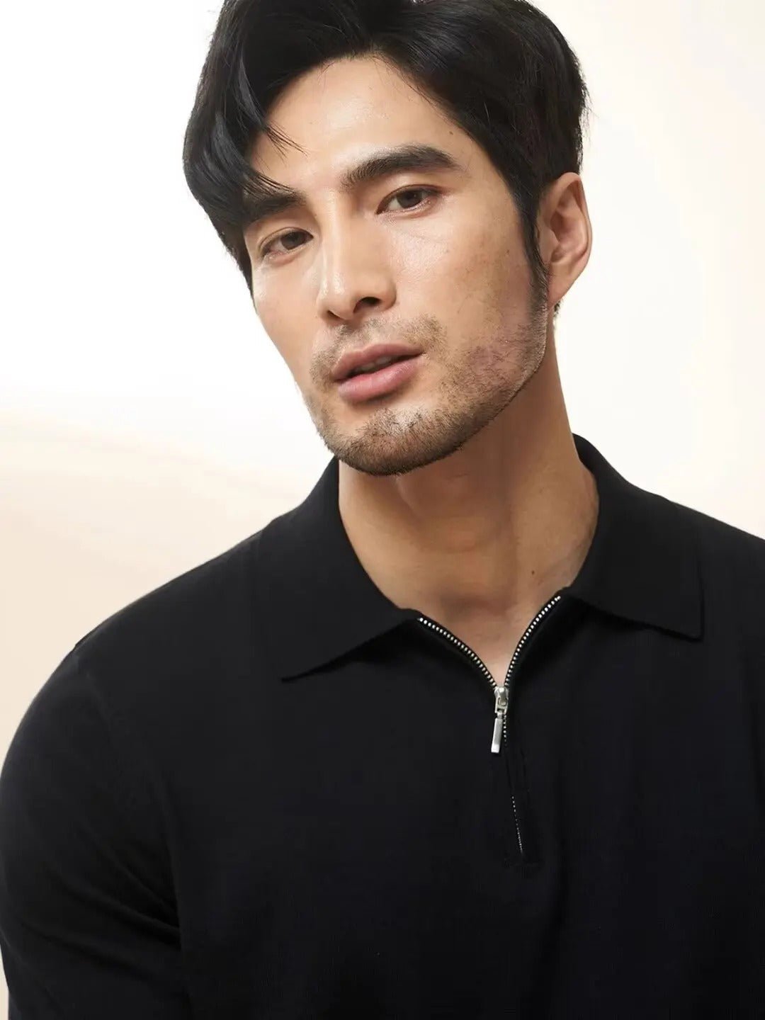 Men’s Knit Polo Shirt with Zipper Collar - Harren Cole