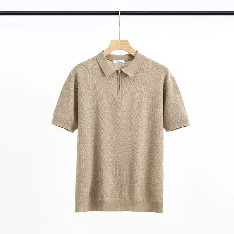 Men’s Knit Polo Shirt with Zipper Collar - Harren Cole