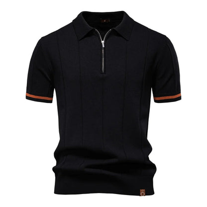 Men's Knitted Polo Shirt with Zipper Collar - Harren Cole