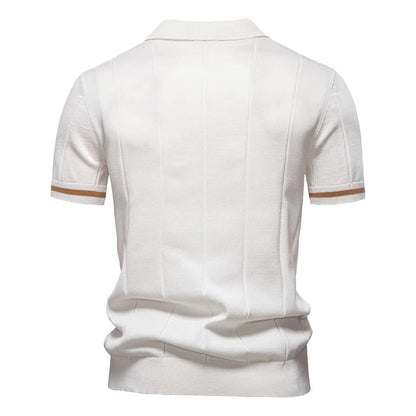 Men's Knitted Polo Shirt with Zipper Collar - Harren Cole