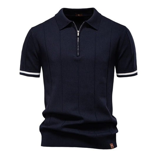 Men's Knitted Polo Shirt with Zipper Collar - Harren Cole