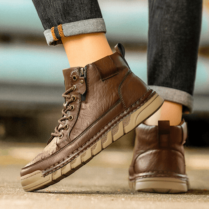 Men's Leather Boots With Grippy Sole - Harren Cole