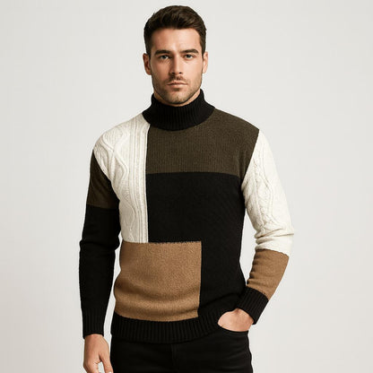 Men's Lightweight Patch Turtleneck Sweater - Harren Cole