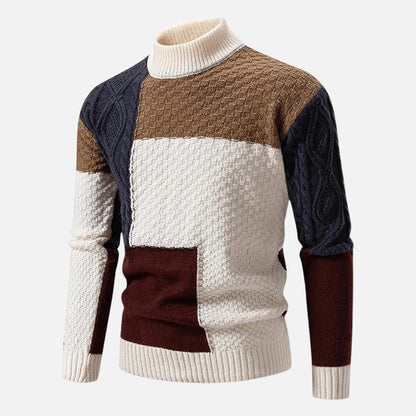 Men's Lightweight Patch Turtleneck Sweater - Harren Cole