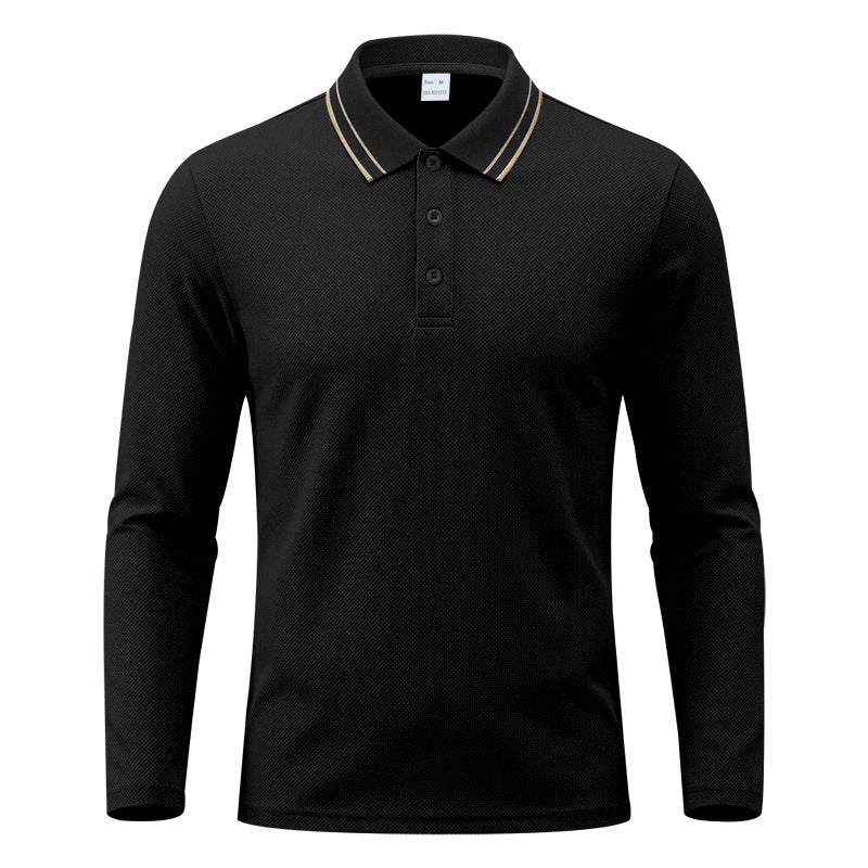 Men's Long-Sleeve Piqué Polo Shirt Contrast Collar - Harren Cole