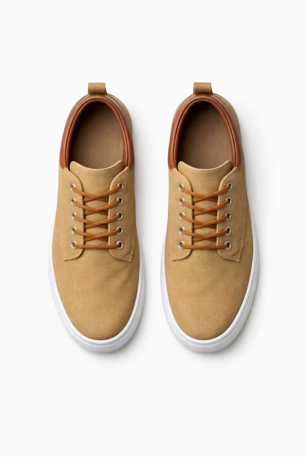 Men's Low-Top Lace-Up Sneakers Contrast Collar White Sole - Harren Cole