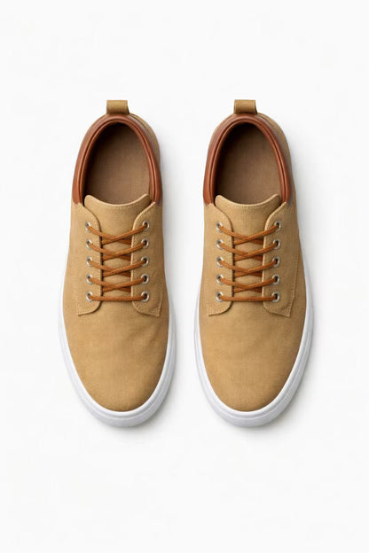 Men's Low-Top Lace-Up Sneakers Contrast Collar White Sole - Harren Cole