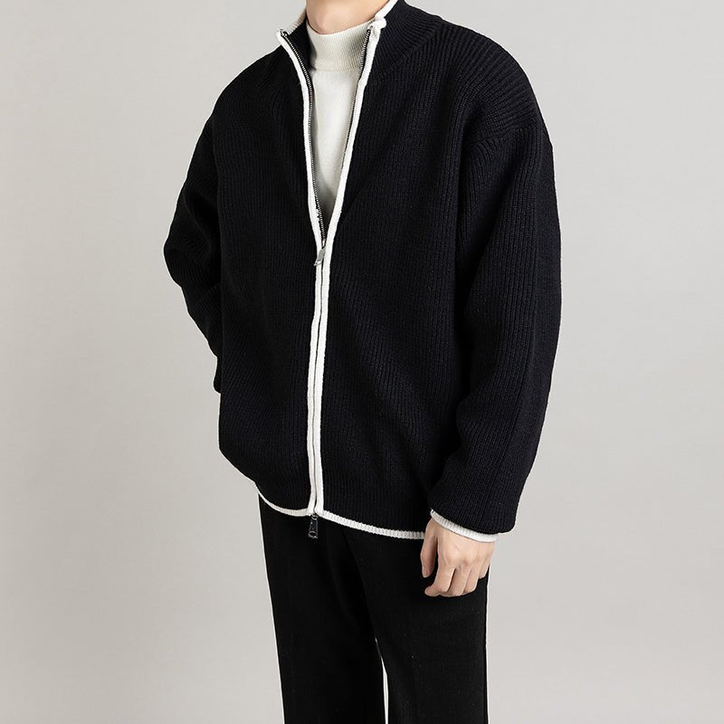 Men's Open-Front Long-Sleeve Cardigan Relaxed Fit - Harren Cole